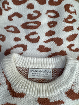 Tiny & Teeny Tots Knit Cotton Leopard Romper Brown sz 12-18m