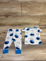 Sesame Street 2pc Cookie Monster Visccose Pajama Set White sz 18m