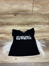Shea Baby Cowgirl Fringe Flutter Sleeve Shirt Black sz 3T