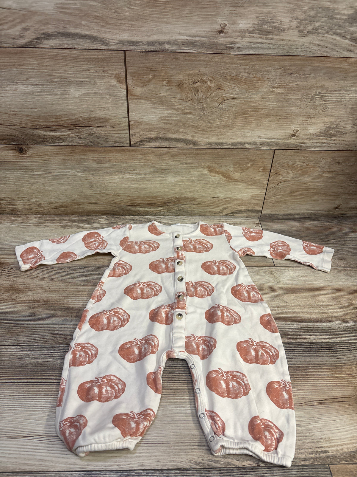 Kate Quinn Button-Front Pumpkin Coverall Ivory sz 18-24m