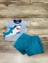 Carter's 2pc Shark Shirt & Shorts Grey sz 3m