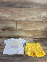 NEW Cat & Jack 2Pc Sun and Waves T-Shirt & Shorts Set White sz 3T