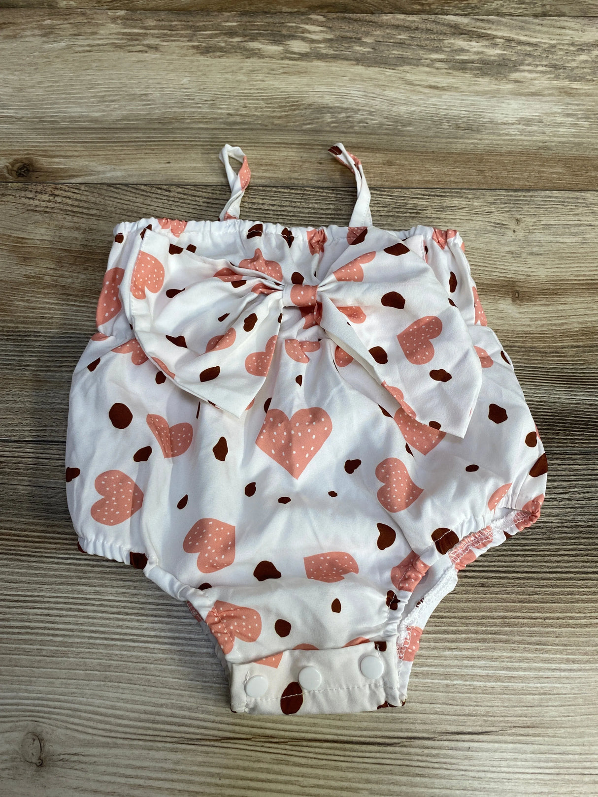 Heart Print Bubble Romper White sz 6m - Me n Mommy To Be