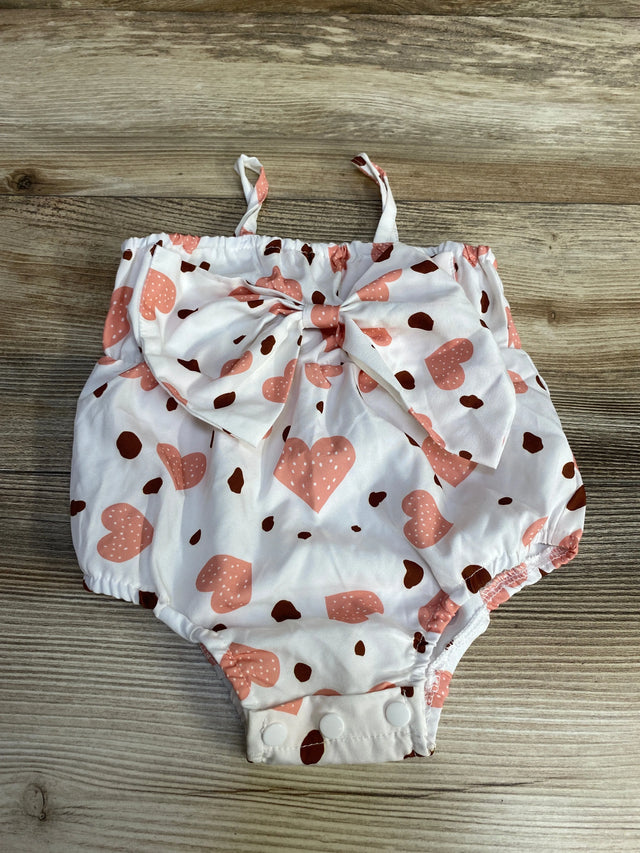 Heart Print Bubble Romper White sz 6m - Me n Mommy To Be