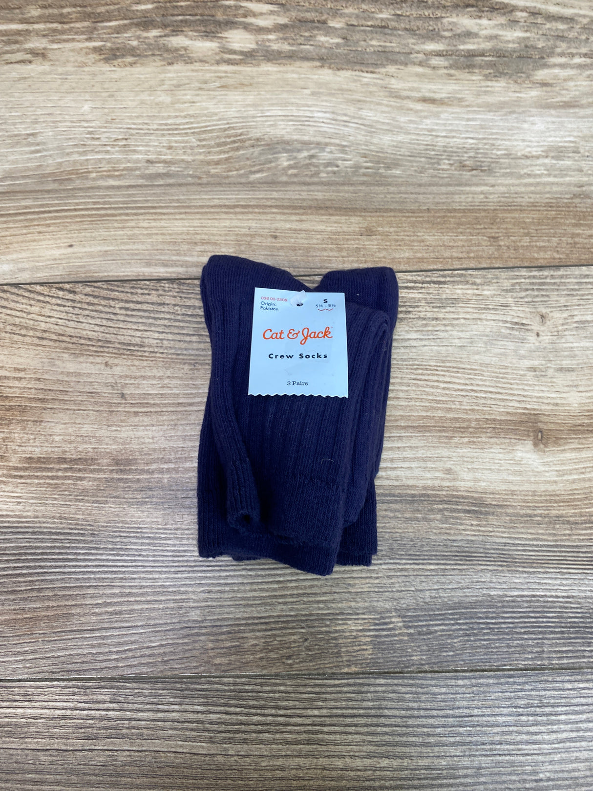 NEW Cat & Jack Kids' 3pk Crew Socks Navy Sz 5.5c/8.5c