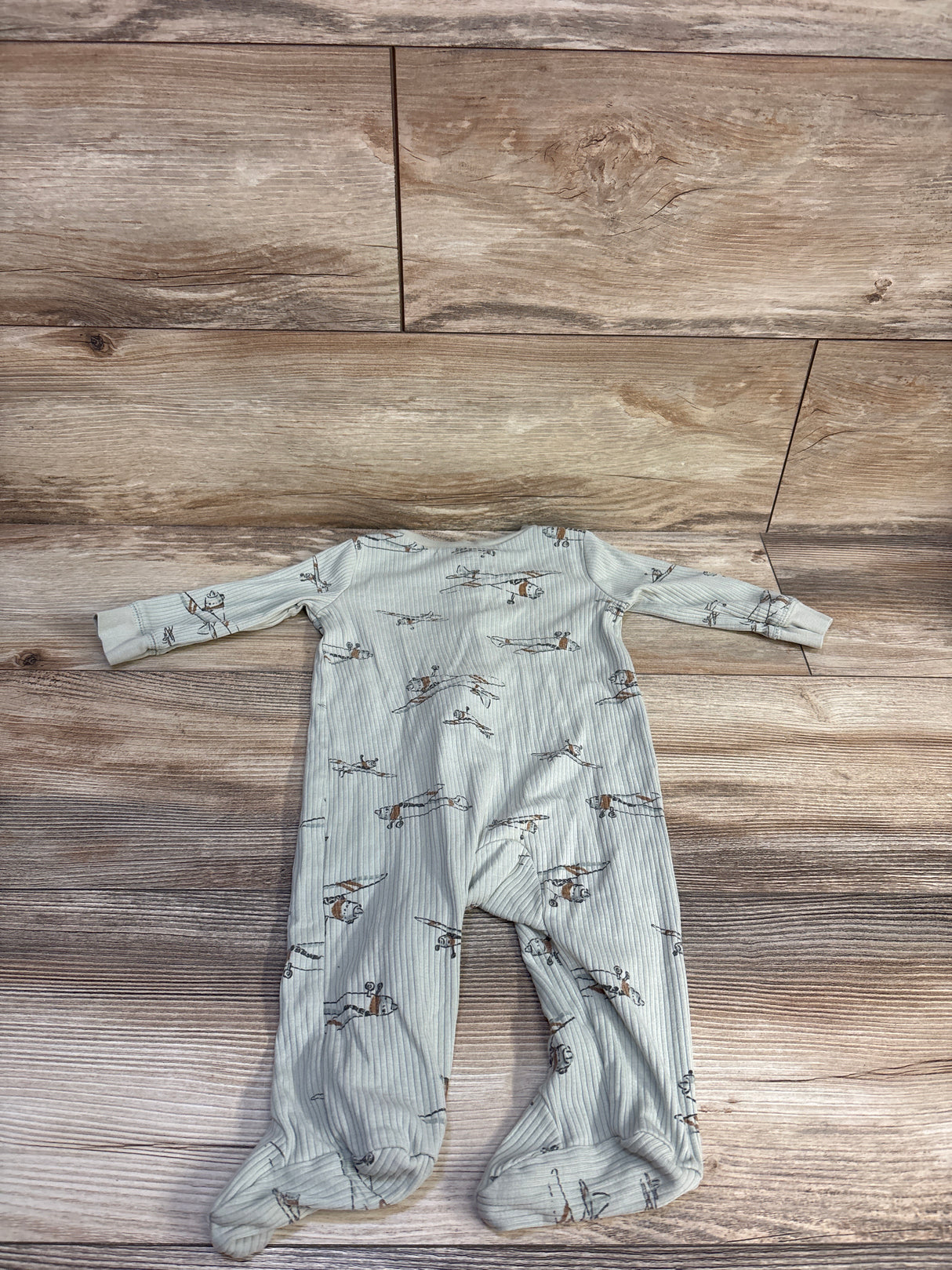 Carter's Ribbed Airplane Sleeper Sage sz 6m