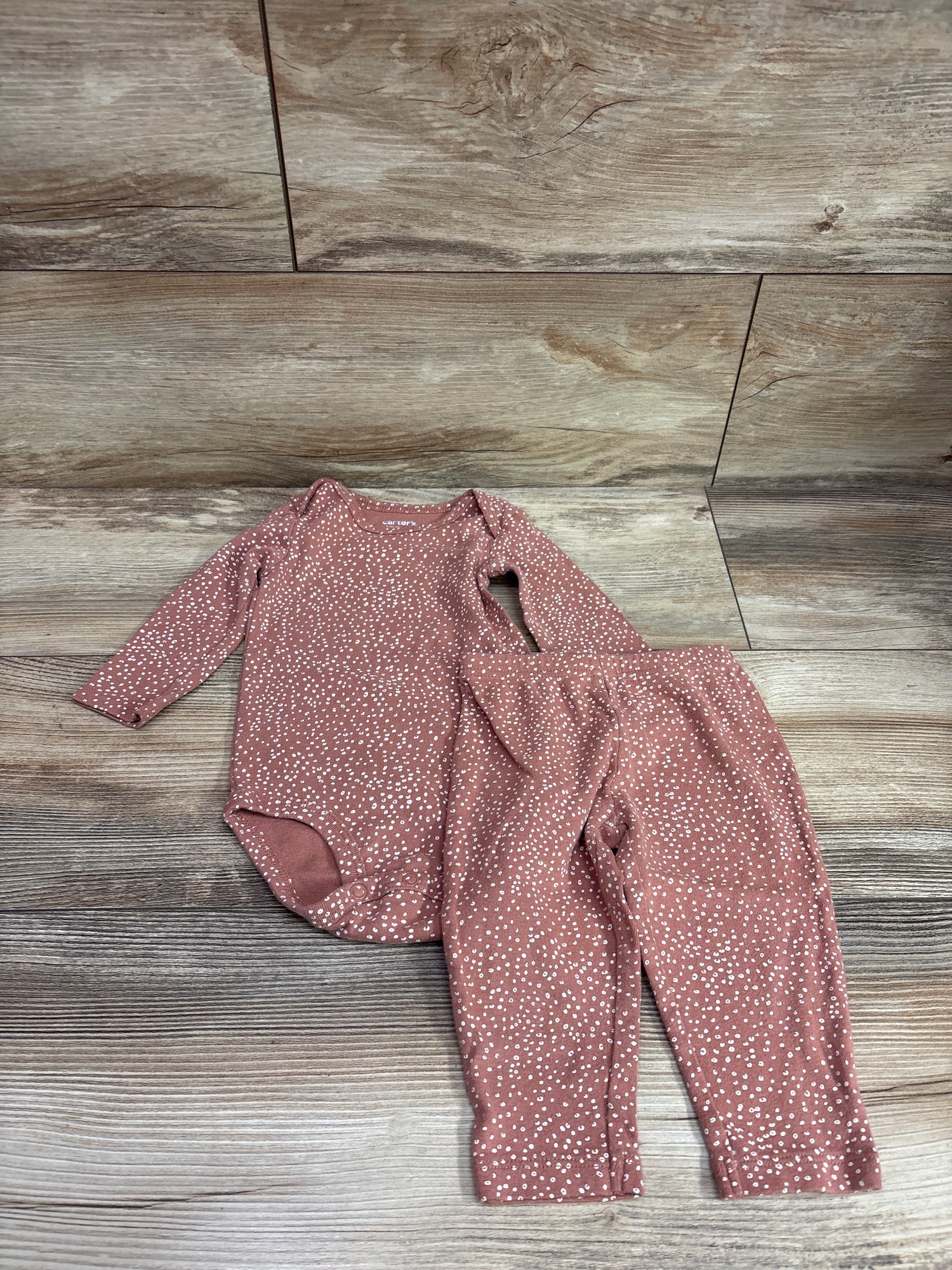 Just One You 2pc Long Sleeve Bodysuit & Pants Set Brown sz 9m