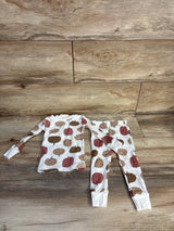 NEW Rabbit + Bear Organic 2pc Ribbed Pumpkin Pajama Set White sz 12m