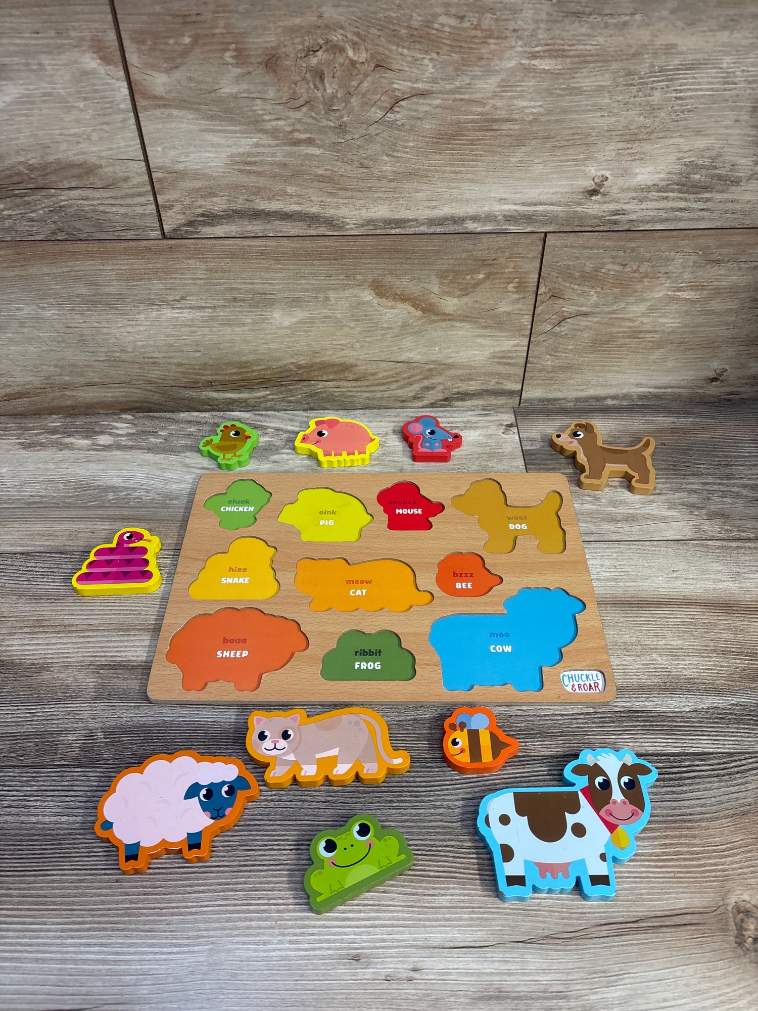 Chuckle & Roar Wooden Animal Puzzle 10pc