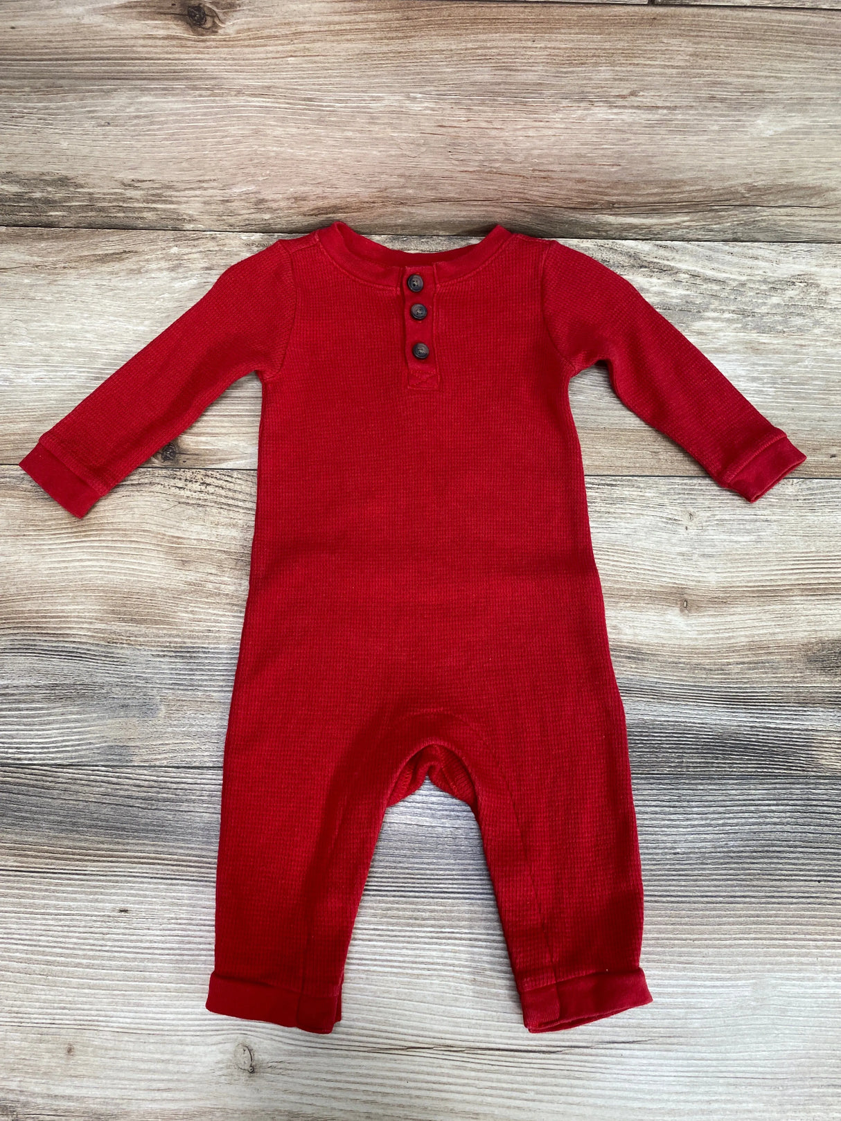 Old Navy Robbie Red Thermal-Knit Henley Romper sz 3-6m