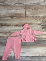 Nicole Miller 3pc Cable Knit Sweater & Pants Set Pink s sz 0-3