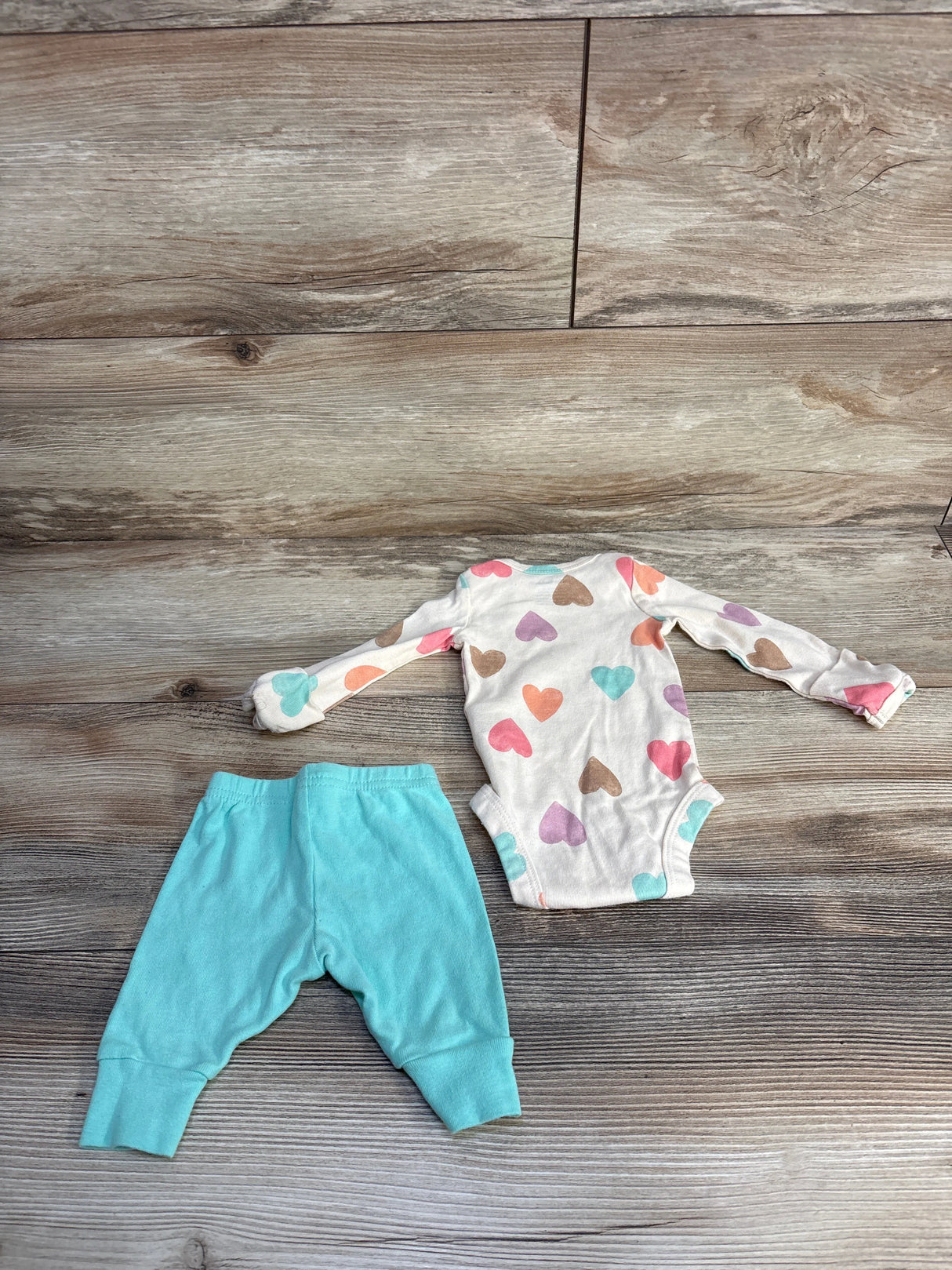 Carter's 2pk Heart Print Bodysuit Set Cream sz Newborn