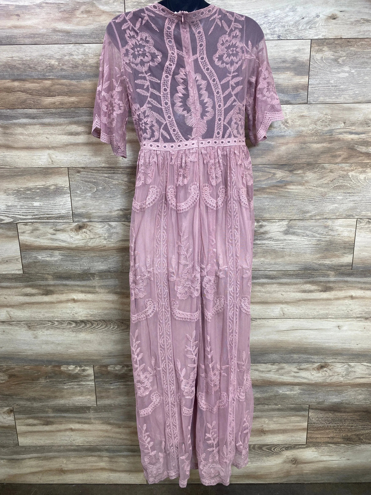 Pink Blush Maternity Lace Mesh Overlay Maxi Dress Mauve sz Large