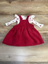 2pc Heart Print Ribbed Bodysuit & Skirtall Set White sz 0-3m