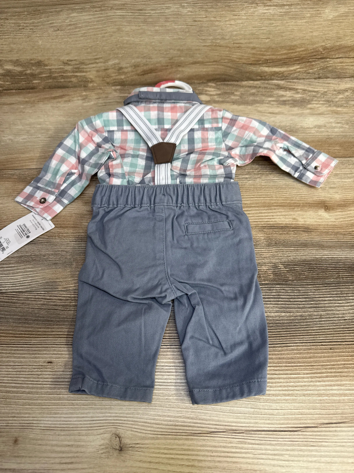 NEW Just One You 4pc Plaid Button-Up Suspender Set White sz Newborn