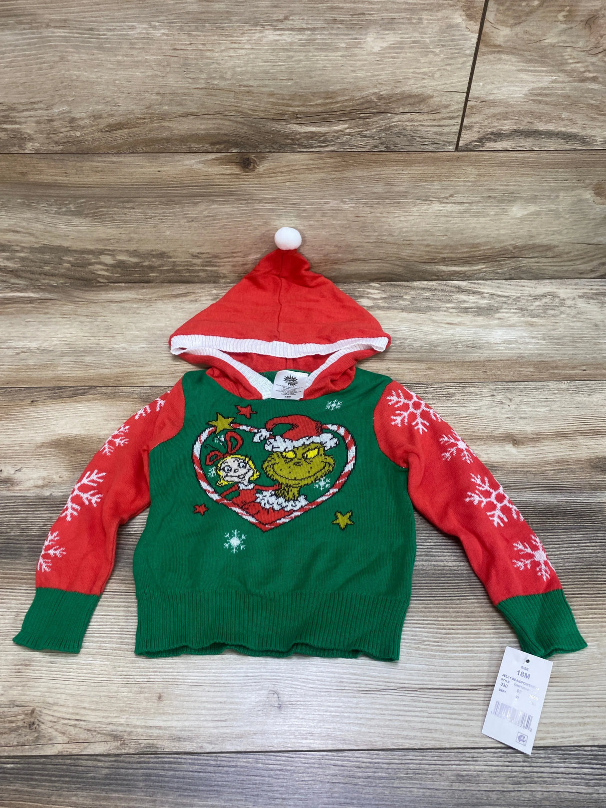 NEW The Grinch Hooded Sweater Red sz 18m