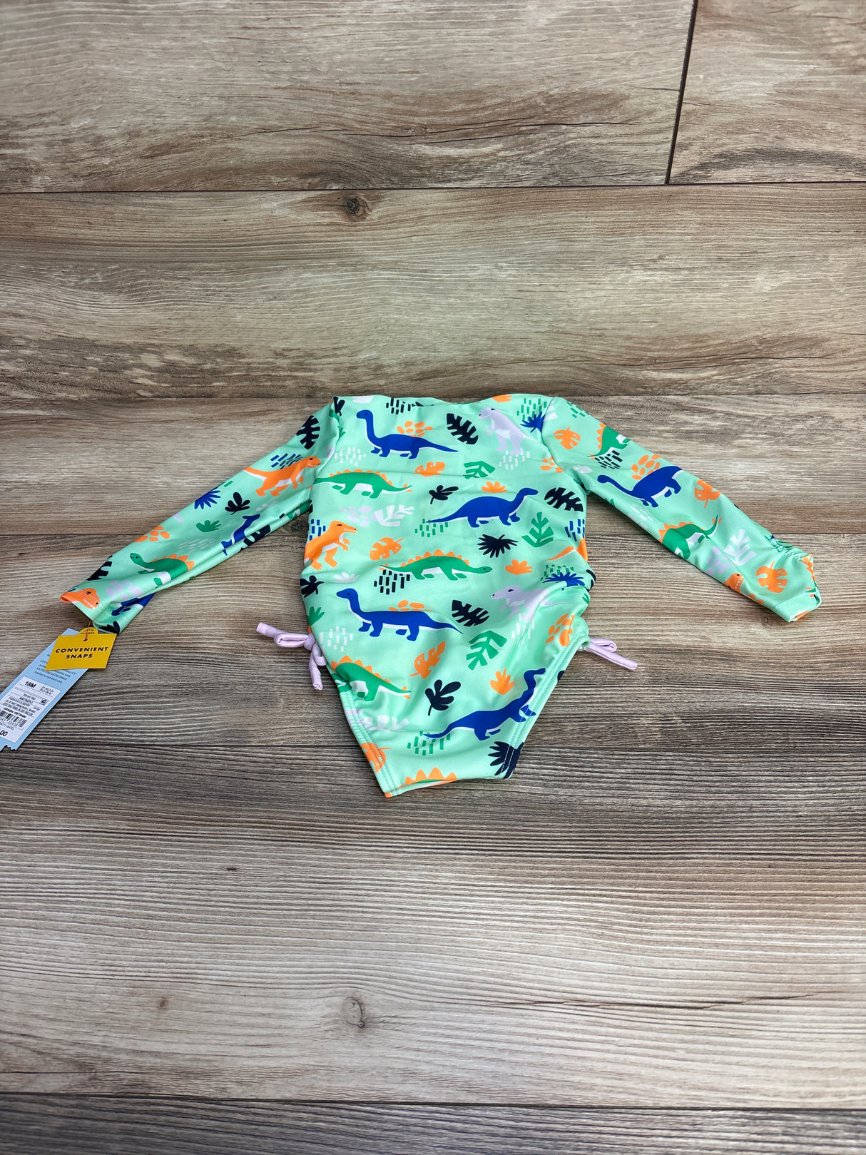 NEW Cat & Jack 1pc Dinosaur Rashguard Swimsuit Green sz 18m