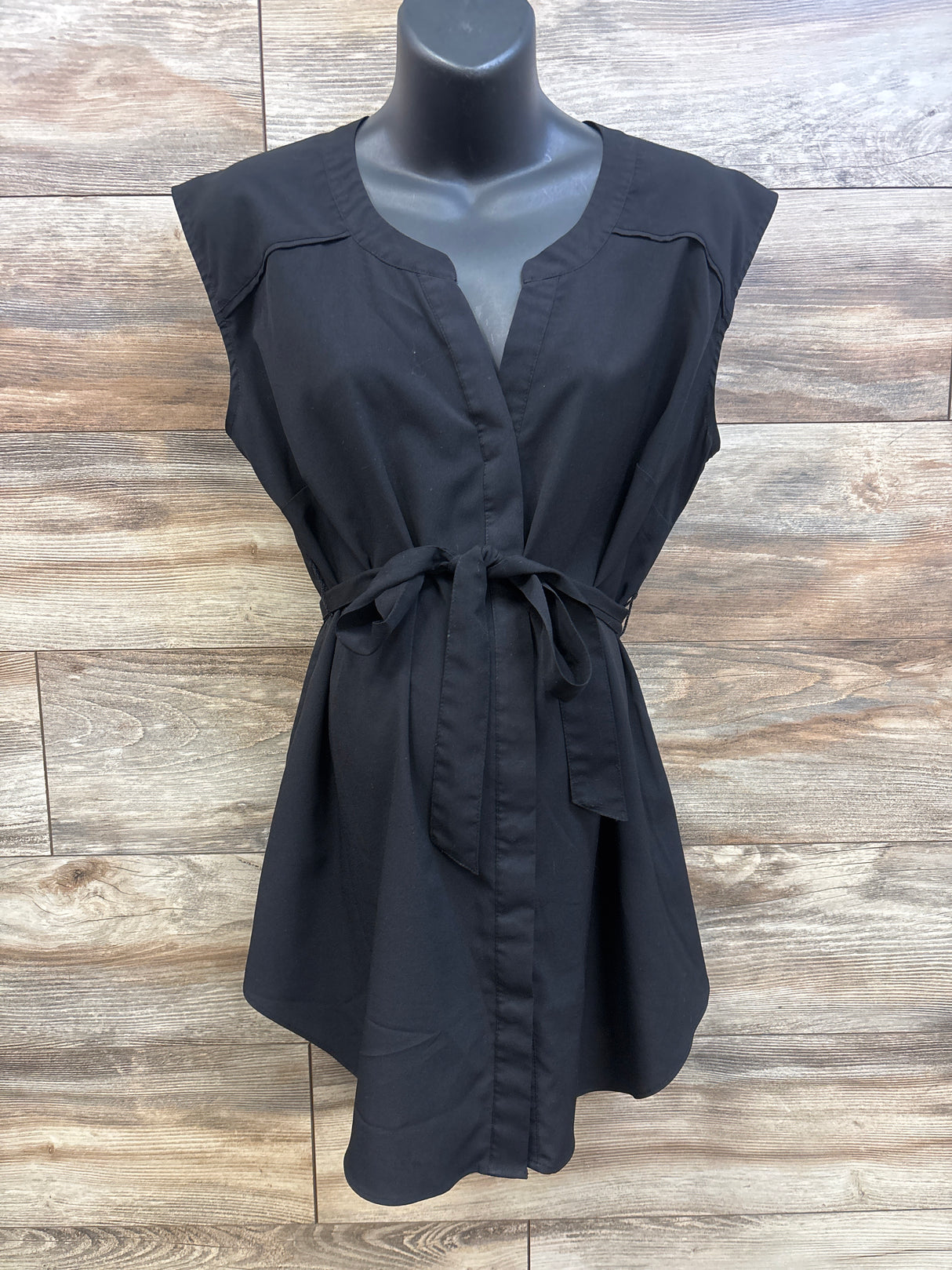 Motherhood Maternity Waist Tie Sheer Blouse Black sz Large