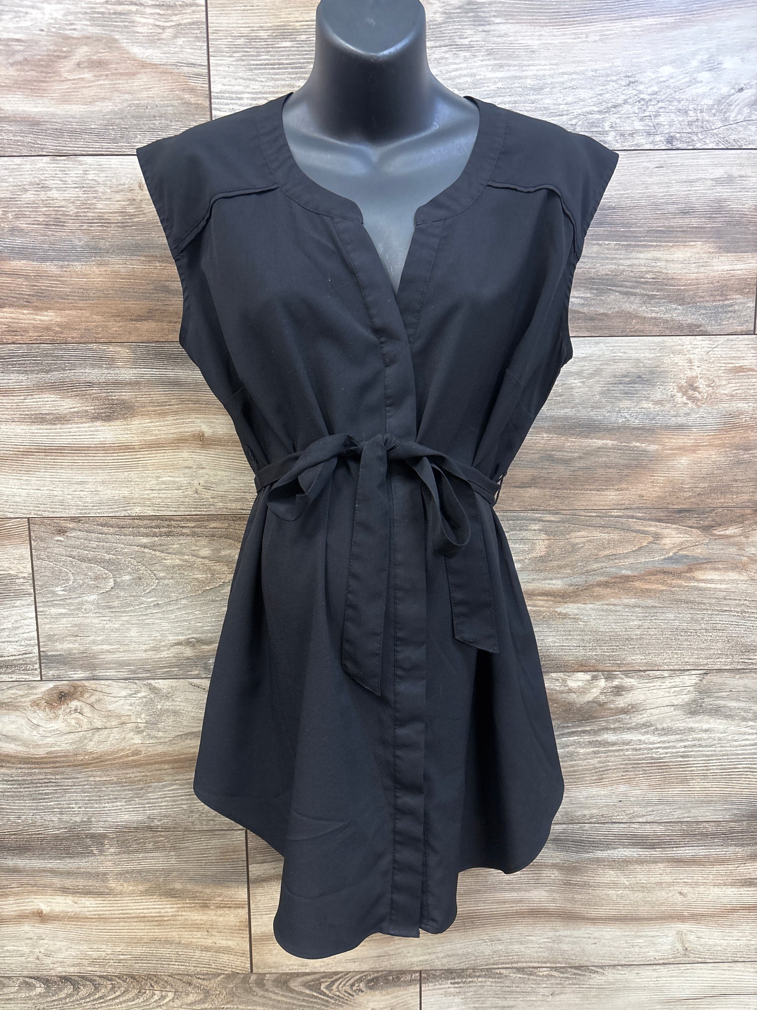 Motherhood Maternity Waist Tie Sheer Blouse Black sz Large