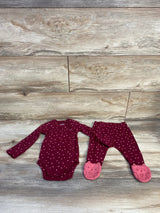 Just One You 2pc Kimono Bodysuit & Pants Set Red sz 3m