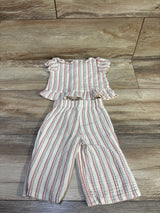 Little Lass 2pc Gauze Striped Peplum Top & Pants Set Ivory sz 12m