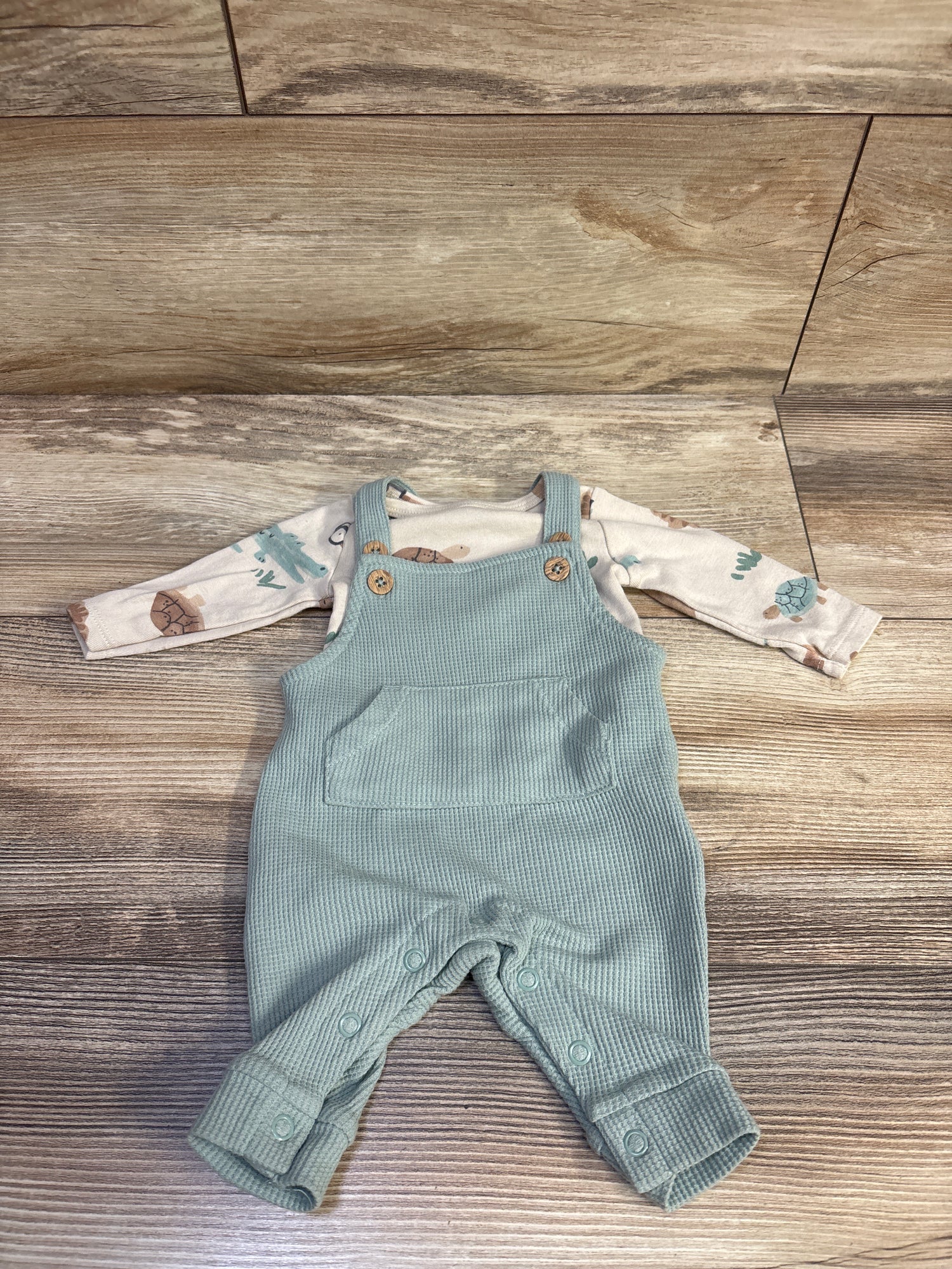 Carter's 2pc Shirt & Knit Overalls Tan sz Newborn