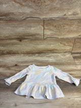 Cat & Jack Tie-Dye Waffle Knit Peplum Top White sz 12m