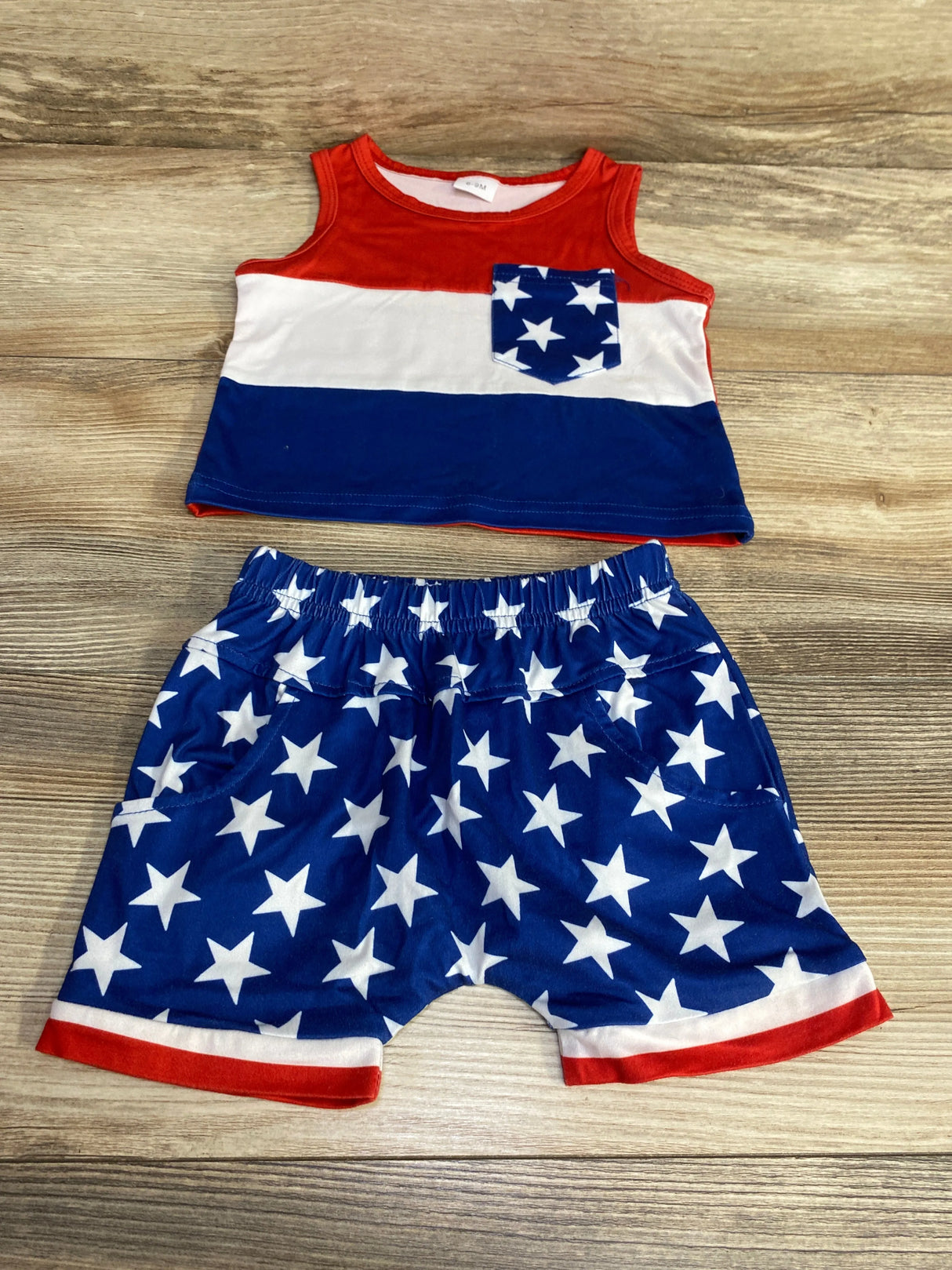 2pc Stars & Stripes Tank Top & Shorts Red sz 6-9m