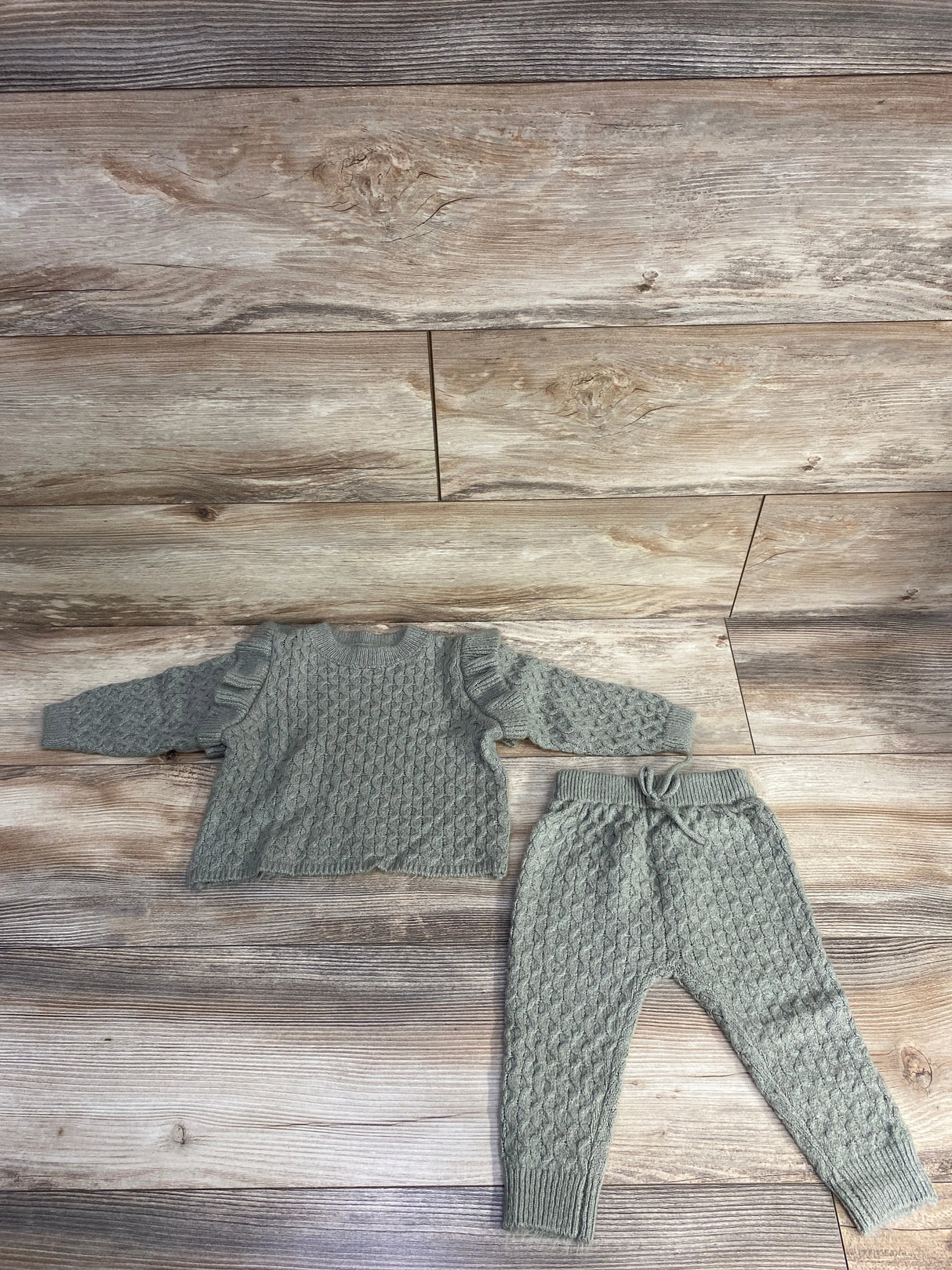 Rylee + Cru Knitted Sweater & Pants Set Green sz 12-18m