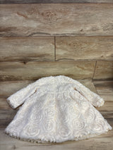 Blueberi Boulevard 2pc Faux Fur Coat & Glitter Sleeveless Dress Set Cream sz 24m