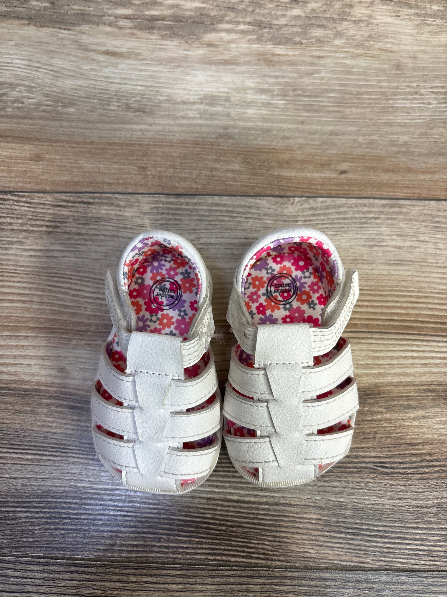 Wonder Nation Floral Fisherman Sandals White sz 2c