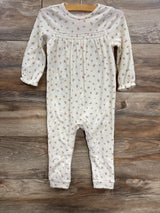NEW Cat & Jack Waffle Knit Floral Coverall White sz 18m