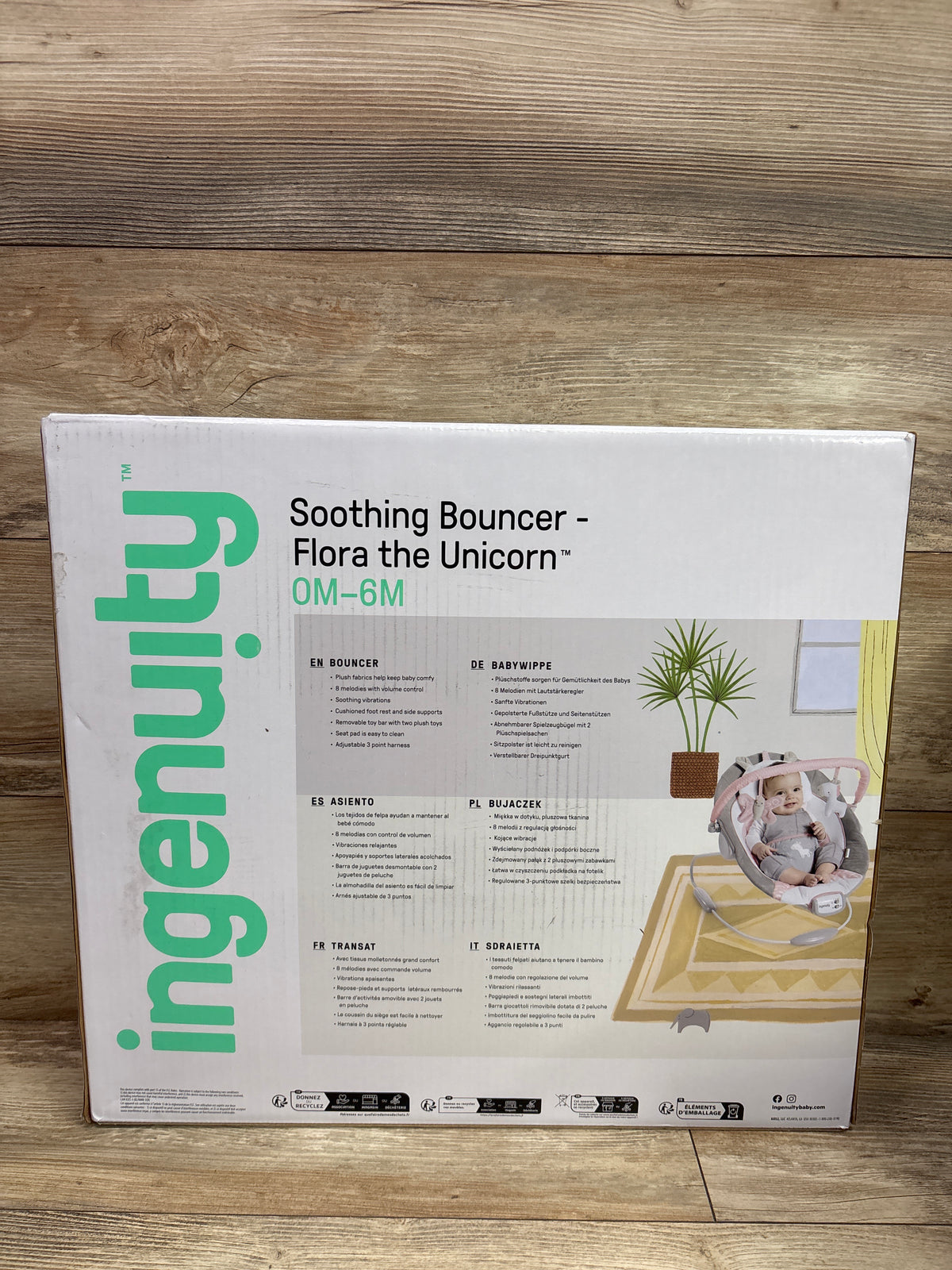 NEW Ingenuity Soothing Baby Bouncer with Vibrating Infant Seat - Flora