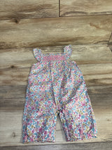 Jojo Maman Bebe Smocked Floral Sleeveless Jumpsuit White sz 6-12m