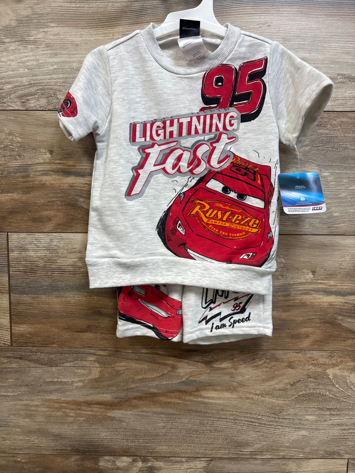 NEW Disney Pixar 2pc Cars Shirt & Shorts Set Grey sz 18m