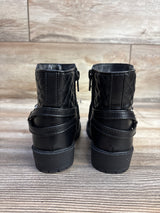 Sugar Faux Leather Heart Buckle Boots, Black sz 8c