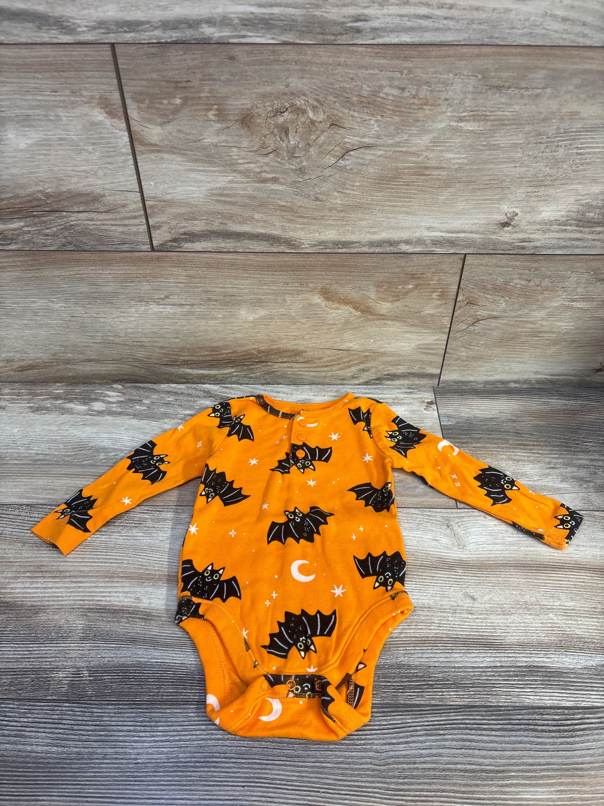 Old Navy Halloween Bat Henley Bodysuit Orange sz 6-12m