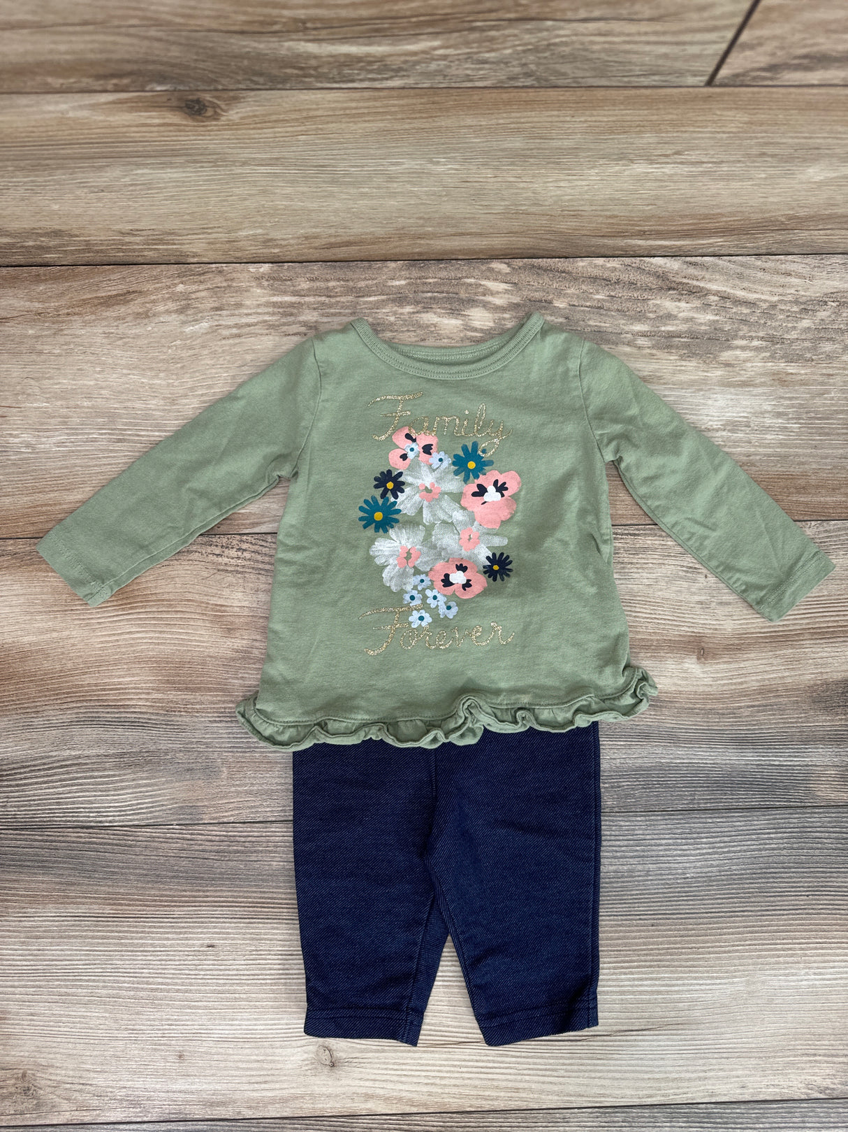 Carter's 2pc Family Forever Shirt & Leggings Green sz 9m