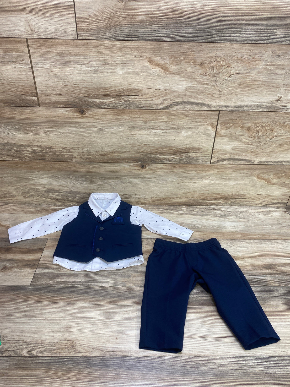 Wonder Nation 3pc Vest Set White/Navy sz 6-9m