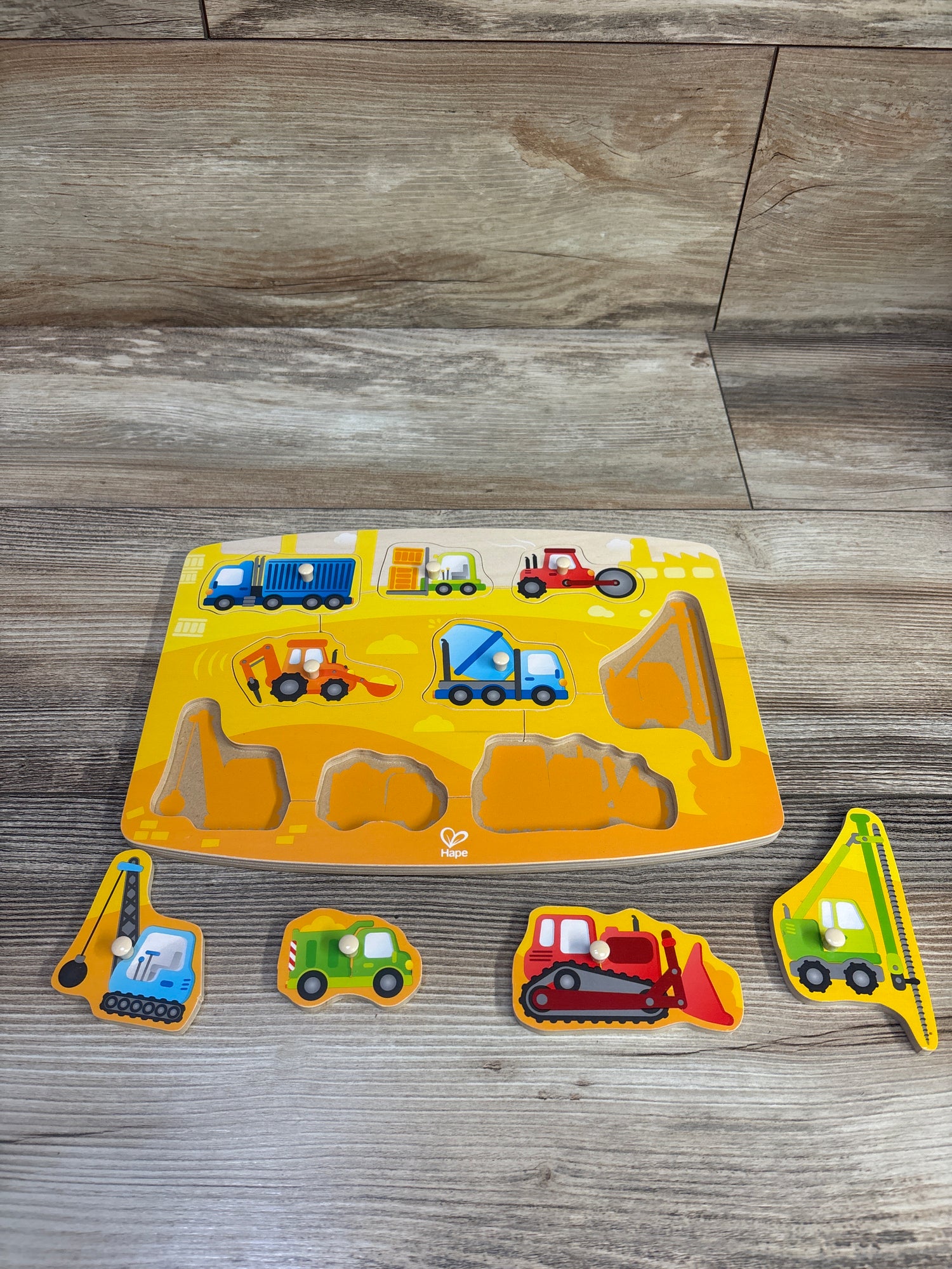 Janod Wooden Shapes & Sounds Block Puzzle 6pc