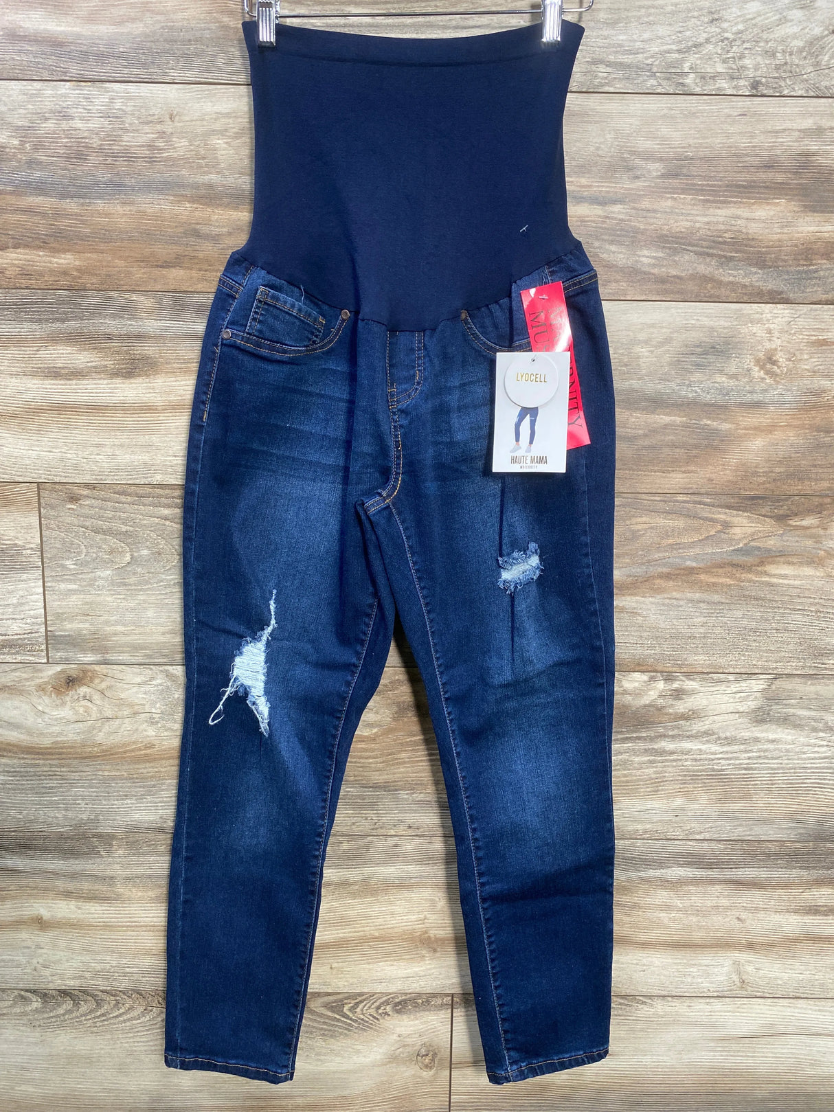 NEW Haute Mama Full Panel Distressed Jeans Blue sz XL