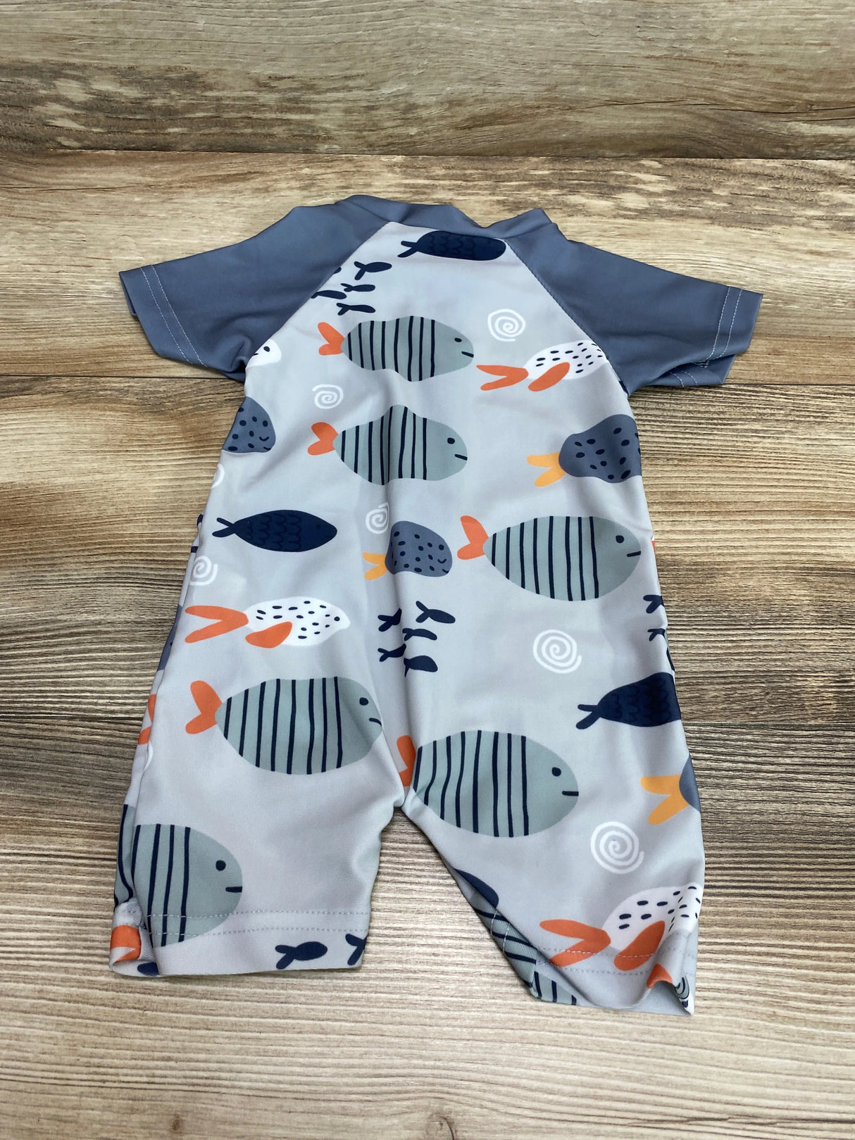 1pc Fish Print Swimsuit Grey sz 9-12m