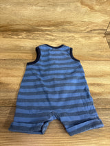 Cat & Jack Striped Henley Tank Shortie Romper Blue sz Newborn