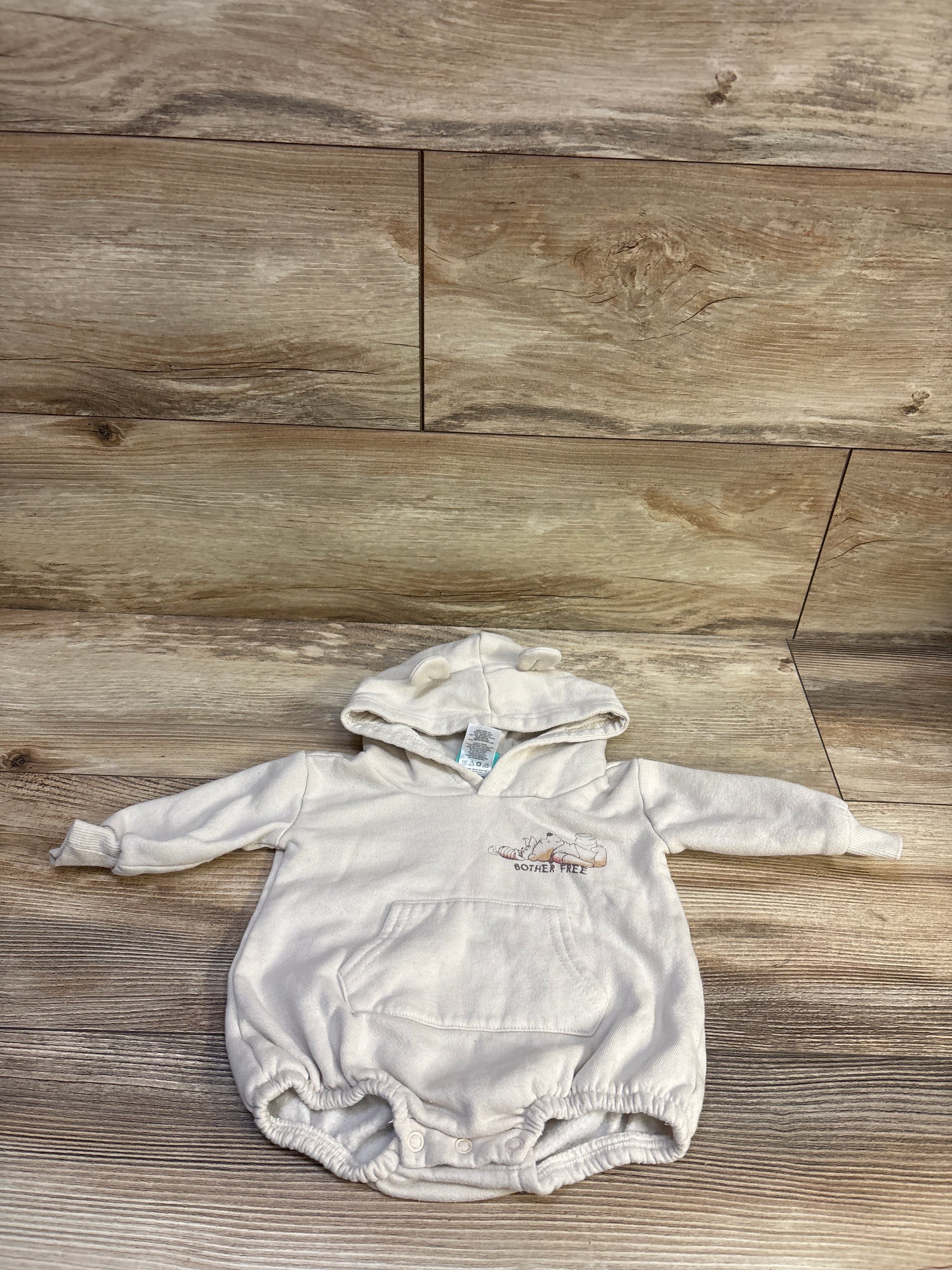 Disney Baby Winnie The Pooh Hooded Sweater Bubble Romper Beige sz Newborn