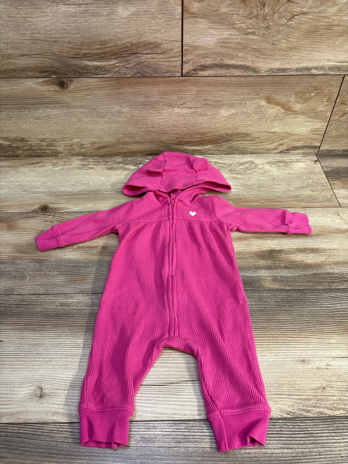 Carter's Waffle Knit Hooded Coverall Pink sz 3m