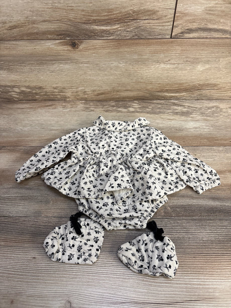 Nicole Miller 2pc Floral Bodysuit Dress & Booties Beige sz 0-3m - Me n Mommy To Be