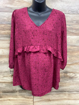 Isabel Maternity Ruffled Shirt Burgundy sz Medium