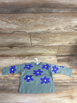 NEW Baby Gap Floral Knit Split Hem Sweater Green sz 2T