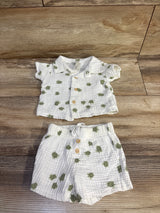 Chick Pea 2pc Organic Gauze Turtle Button-Up Shirt & Shorts Set White sz 0-3m