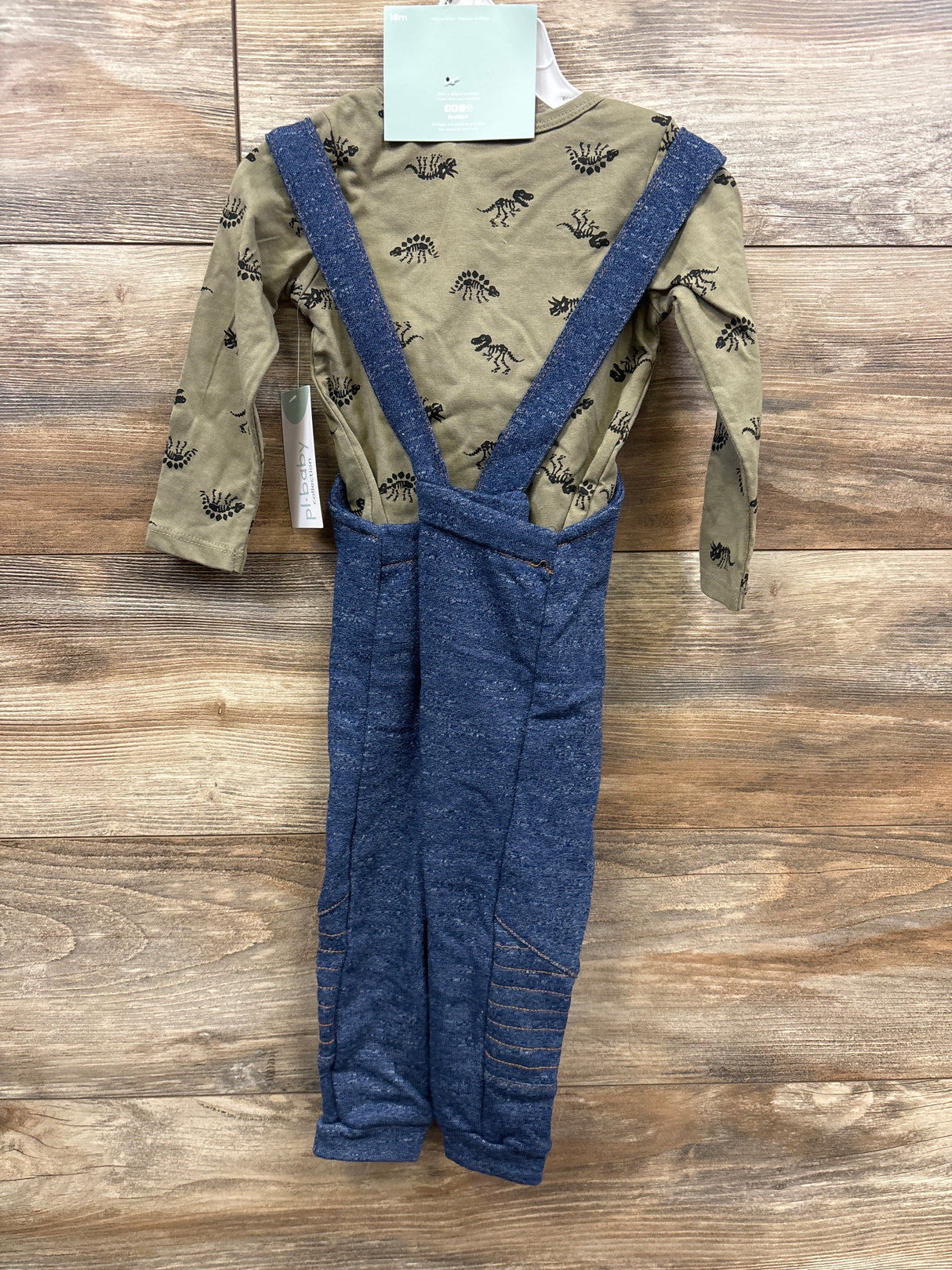 NEW PL Baby 3pc Overalls & Bodysuit Set Green sz 18m